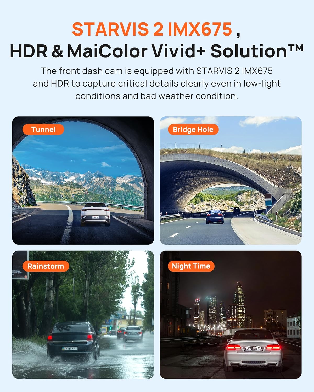 70mai Dash Cam Front and Rear A510,1944P+1080P with STARVIS 2 IMX675 and 64GB Card, Dash Camera for Cars, 4G LTE Support, ADAS, Built-in GPS WiFi, APP Control, HDR, 24H Parking Mode, Loop Recording