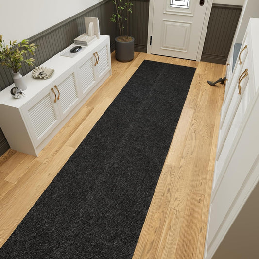 Ottomanson 2'7" x 13' Hallway Runner with Scraper Pile - Extra Durable Non-Slip Rug Mat for Indoor & Outdoor Use - Ideal for Kitchen, Entryway & Garage - High-Traffic Carpet, Black
