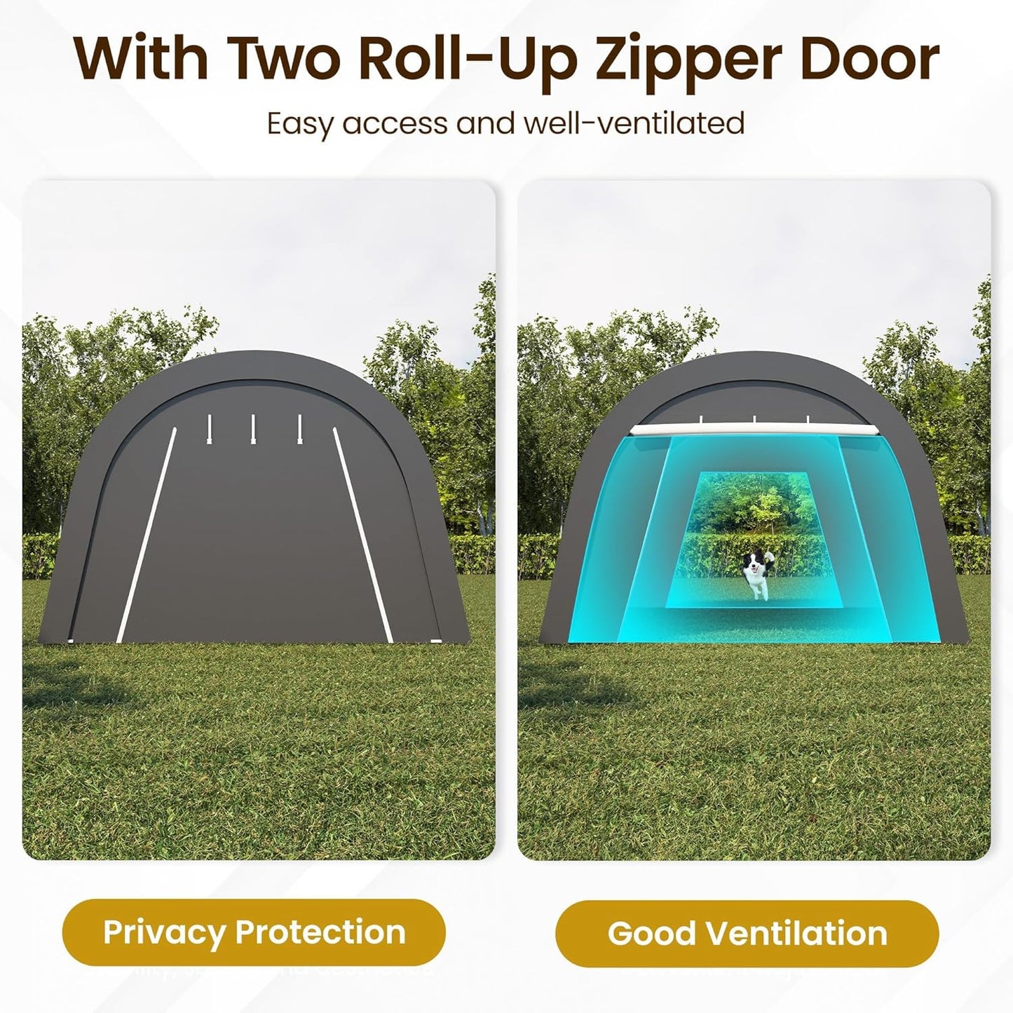 Kiss the Water Carport, Round Portable Garage, Steel Heavy Duty Carport with Ground Stakes, Tensioner and 2 Roll Up Windows PE Fabric Car Port, Tent for Storage, Storage Shed, Garage, SUV (13x20 Ft)