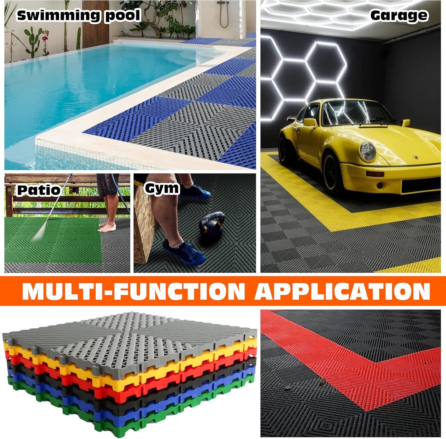 Interlocking Garage Floor Tiles - 0.79in,Vented, Self-Draining, Non-Slip Flooring, Modular, Virgin Polypropylene, Ideal for Garages, Patios, Basements, Decks -51.6 sq ft (Green, 30PCS) (Green, 30PS)