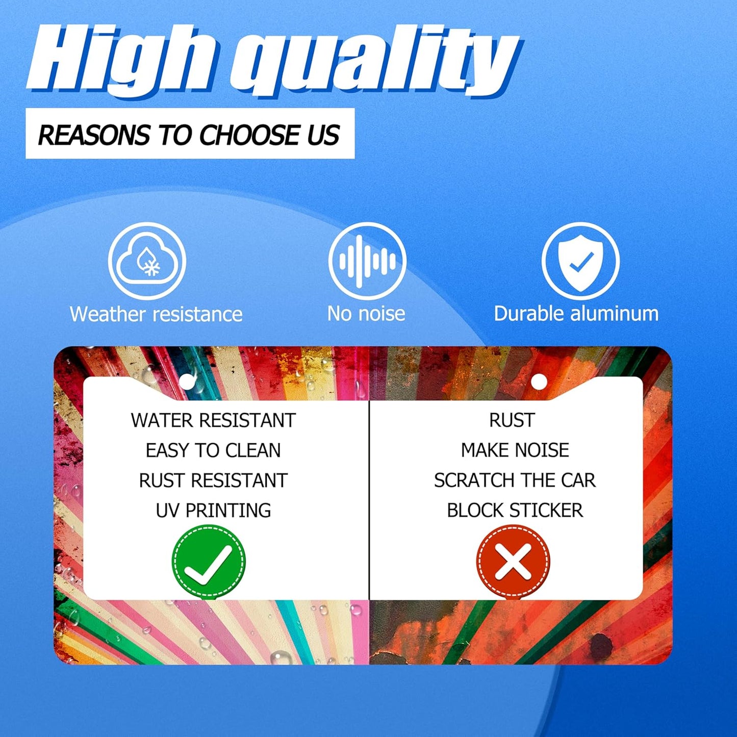 Retro Rainbow License Plate Frame Hippie Rainbow Stripes License Plate Stainless Steel Funny License Plate Holder Colorful Car Accessories Decoration With Screws Fits Standard Vehicles Size 12.3"x6.3"