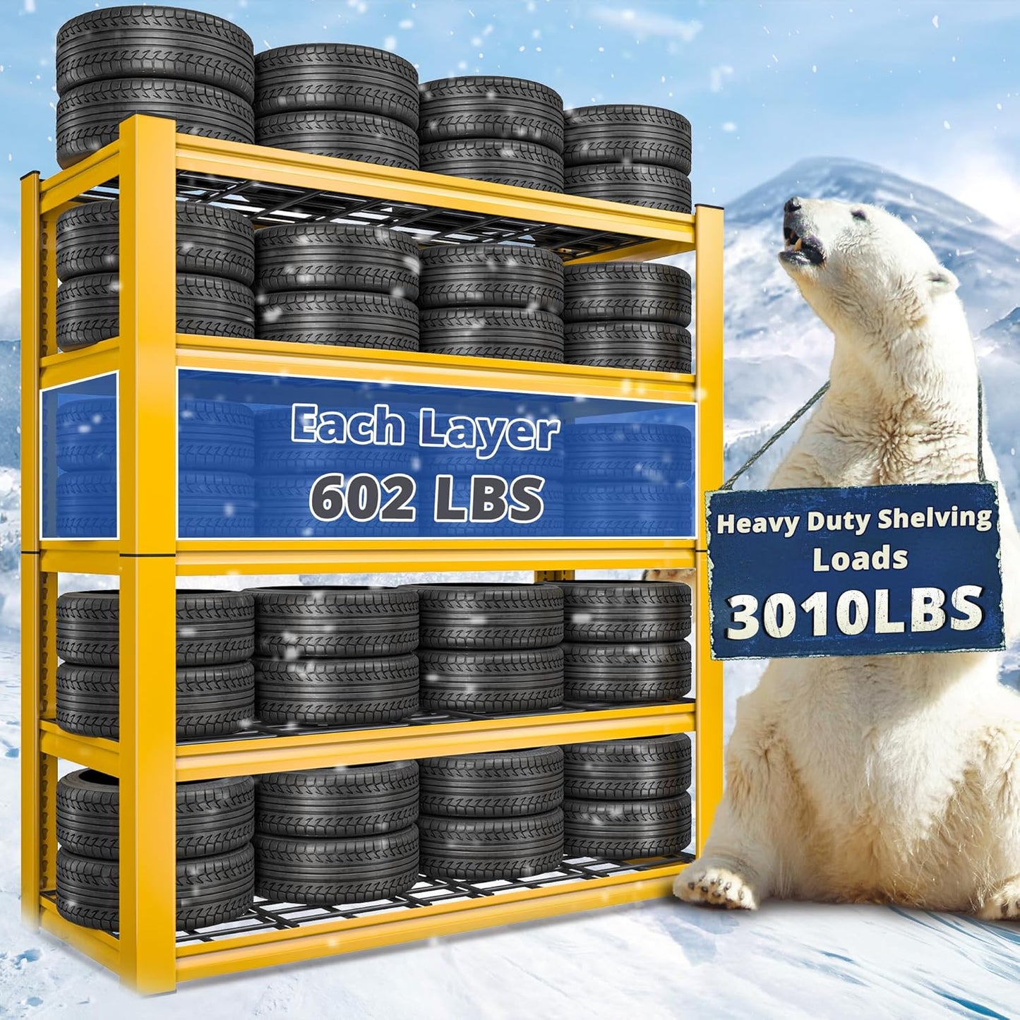 REIBII 72''H Garage Shelving 3010 LBS Storage Shelves Adjustable Metal Shelving 5 Tier Metal Shelves for Storage Industrial Shelf for Pantry Kitchen Basement 72" HX35.5 WX16 D