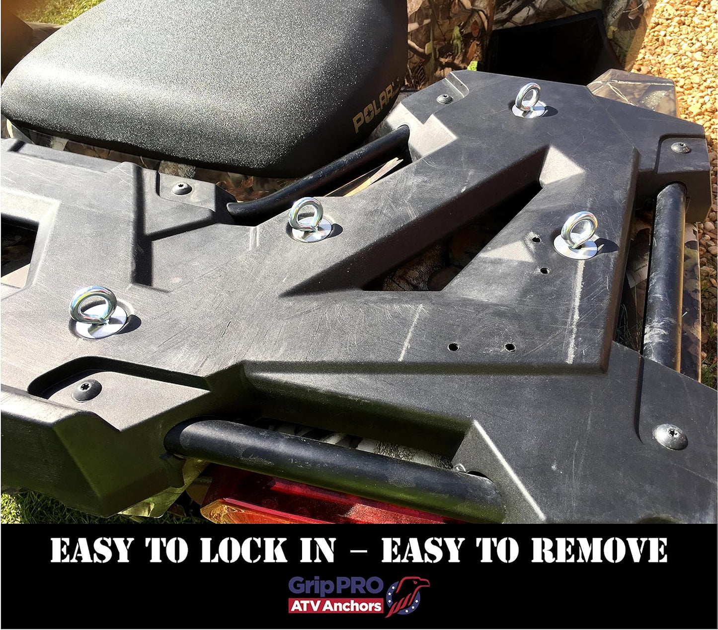 GripPRO ATV Anchors – 6 Pack Fits Polaris Lock & Ride Bed Holes on RZR & Sportsman with 1" Mounts – Secure Gear, Coolers, Tools – Compatible with 1000, 900, 850, 570 – Not for Ranger – US-Owned Brand