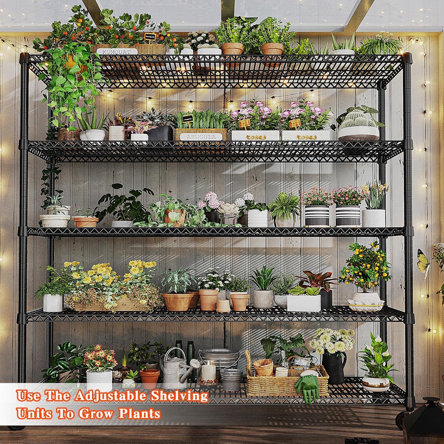 REIBII 73" H Storage Shelves Wire Shelving with Wheels 3200 lbs Heavy Duty Steel Metal Shelving Unit Shelf Rack for Warehouses,Garage, Kitchen, School,Commercial,73" H X 60”W X 18" D